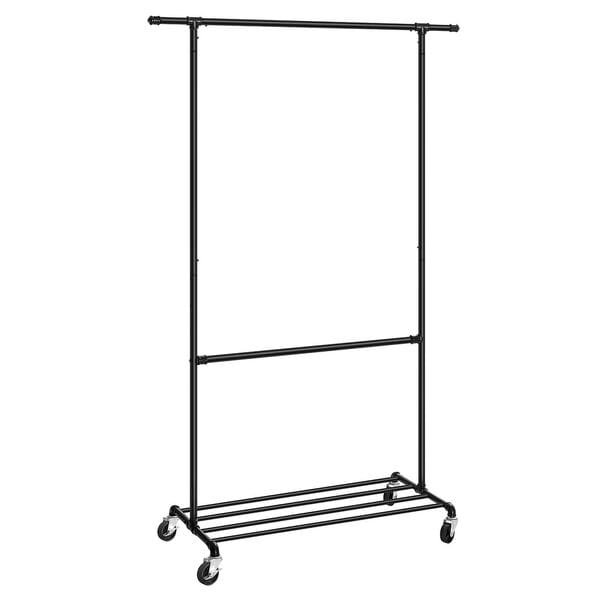 Kledingrek op wieltjes, zwart, 100/49/198 cm