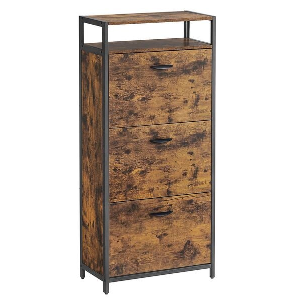 Schoenkast met 3 kleppen, vintage bruin, 60 x 30 x 130 cm