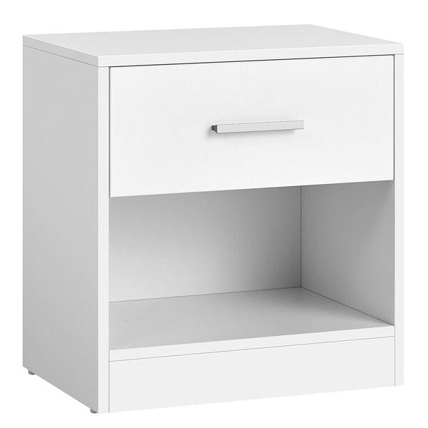 Nachtkastje met lade, wit, 39/28/41 cm