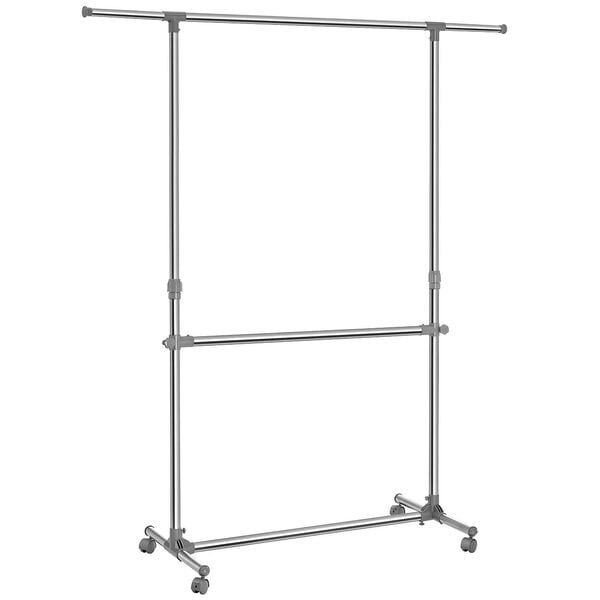 Kledingrek op wieltjes grijs / zilver 166/49/180 cm