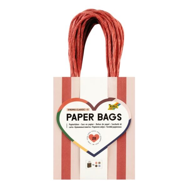 Papieren zakken »STRIPES CLASSIC« 12 x 5,5 x 15 cm, 20 stuks