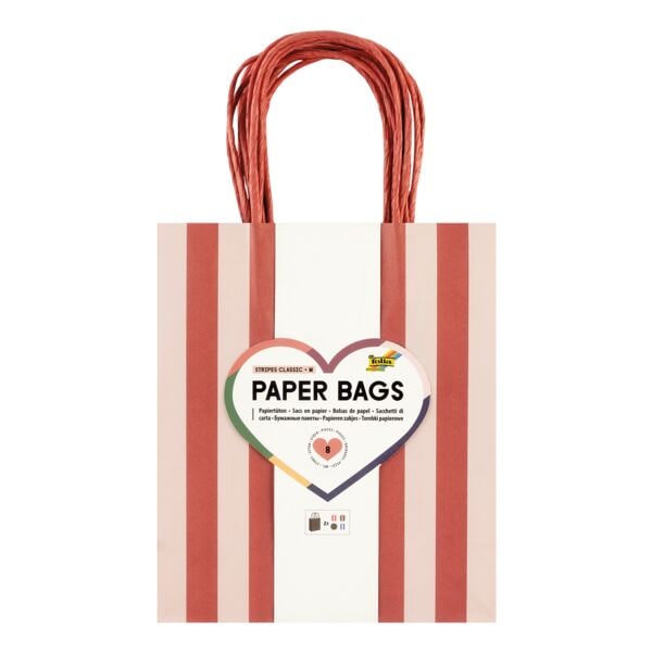 Papieren zakken »STRIPES CLASSIC« 18 x 8 x 21 cm, 8 stuks