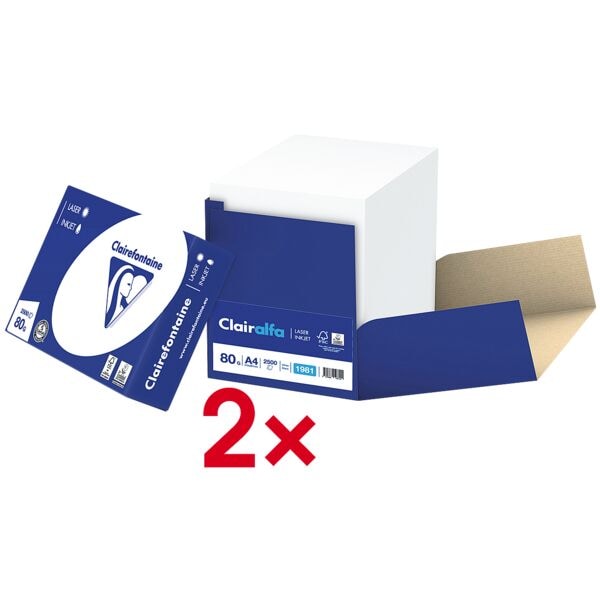2x maxi-boxen à 2500 bladen multifunctioneel printerpapier