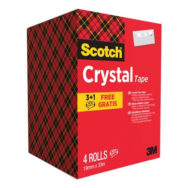 4x plakband »Crystal Tape« 19 mm/33 m