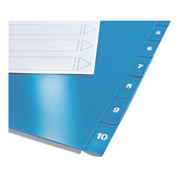 Kunststoftabbladen 1-10 A4 eenkleurige tabs