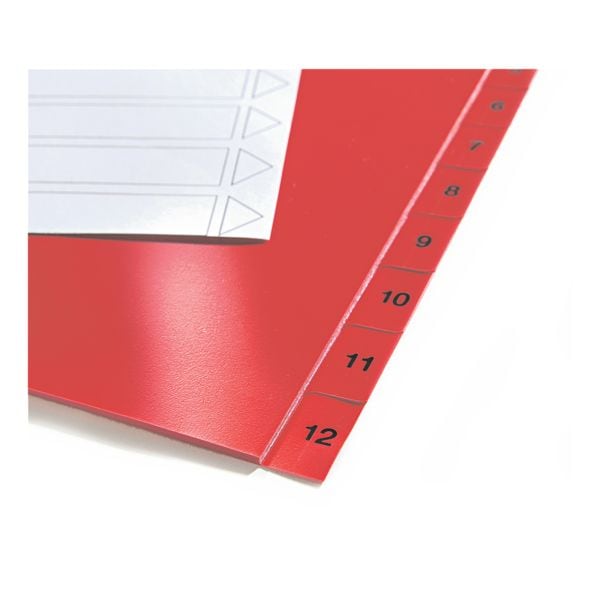 Kunststoftabbladen 1-12 A4 eenkleurige tabs