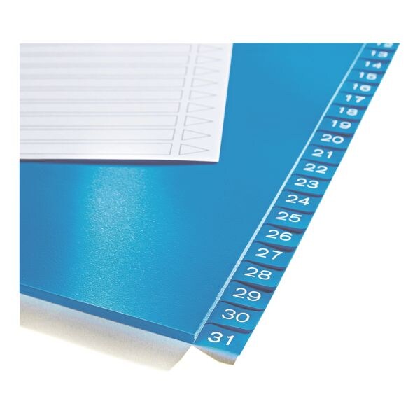 Kunststoftabbladen 1-31 A4 eenkleurige tabs