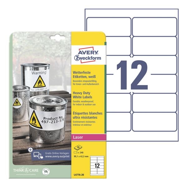 Weerbestendige folie-etiketten 99,1 x 42,3 mm »L4776-20«