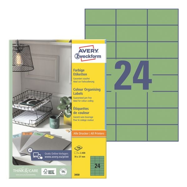 Pak van 2400 gekleurde etiketten