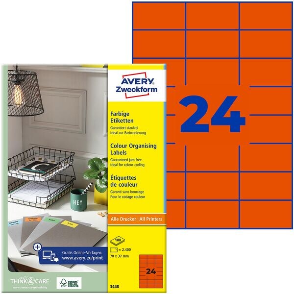 Pak van 2400 gekleurde etiketten