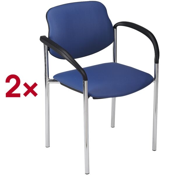 Set van 2 stapelstoelen »Styl« - leer - chroomkleur
