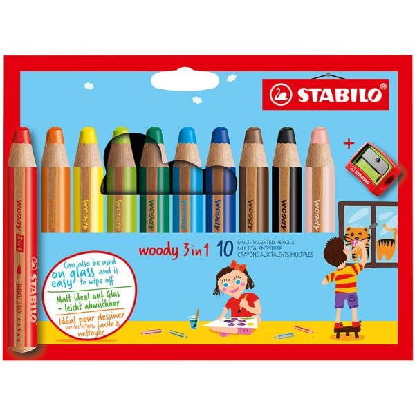 Pak met 10 kleurpotloden »Woody 3 in 1«