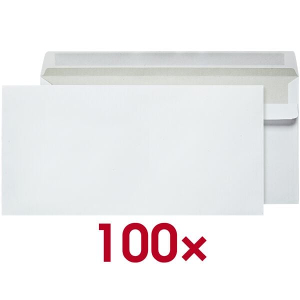 Enveloppen DL zonder venster, zelfklevend - 100 stuks