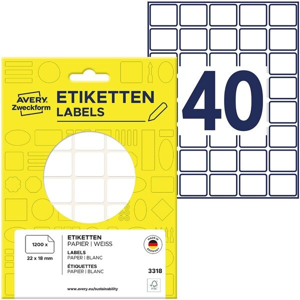 Pak van 1200 multifunctionele etiketten »3318«