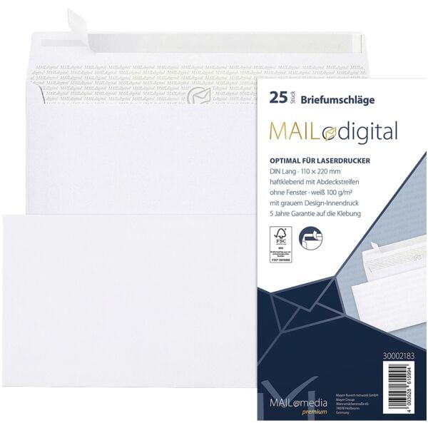 Enveloppen met laserprinter te bedrukken »Maildigital« DL zonder venster met kl
