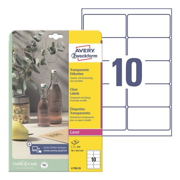 Kristalheldere etiketten 96x50,8 mm »L7783-25« 250 stuks