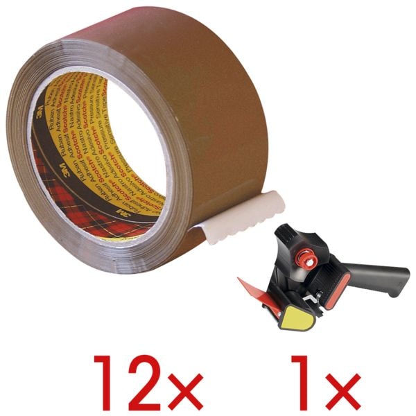 12x verpakkingstape »Premium« incl. 1x verpakkingstaperoller »H-180«