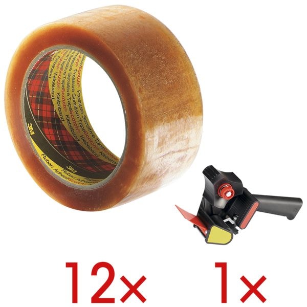 12x verpakkingstape »Premium« incl. 1x verpakkingstaperoller »H-180«