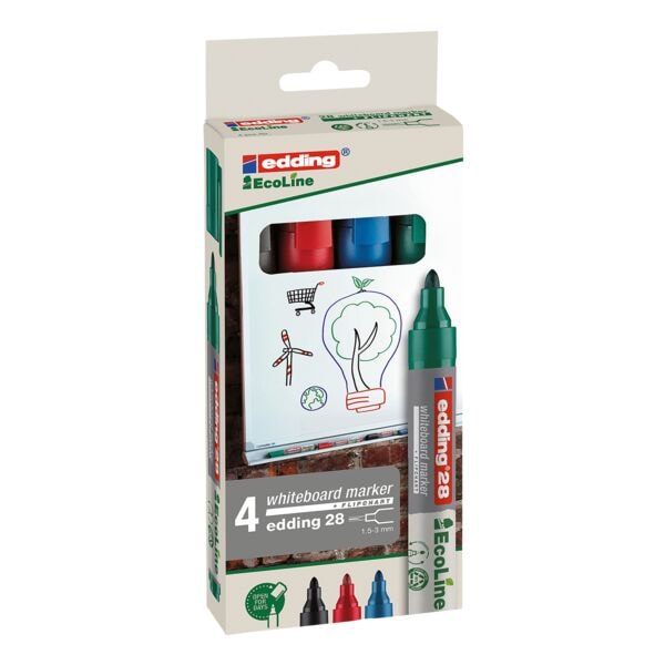 Pak met 4 whiteboardmarkers »28 EcoLine«