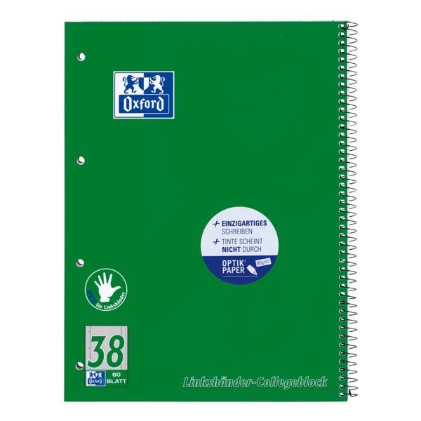 Collegeblok »linkshandig« A4 geruit, ECF papier