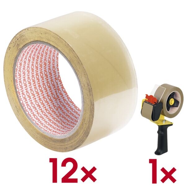 12x verpakkingstape incl. 1x handafroller »56406«