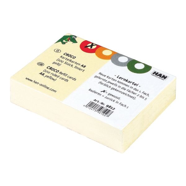 Leerkaartjes indexkaarten »CROCO« A8 liggend, gelinieerd