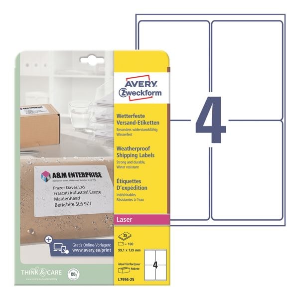 L7994-25 weerbestendige verzendetiketten 99,1x139 mm (ca. A6)