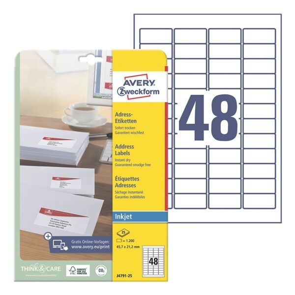 Pak van 1200 adresetiketten »J4791-25«
