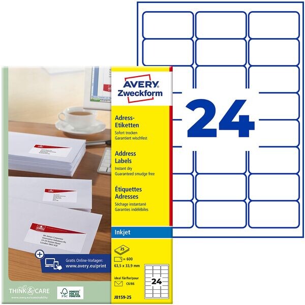 Pak van 600 adresetiketten »J8159-25«