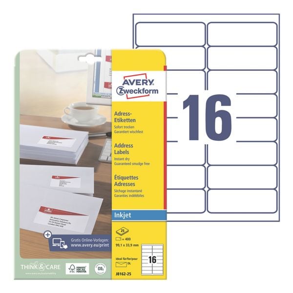 Pak van 400 adresetiketten »J8162-25«