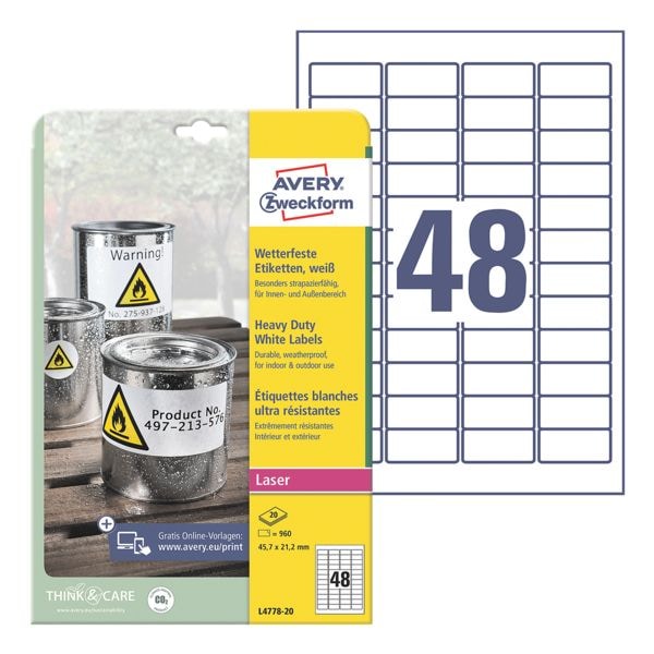 Watervaste folie-etiketten 45,7x21,2 mm »L4778-20 / L6103-20«