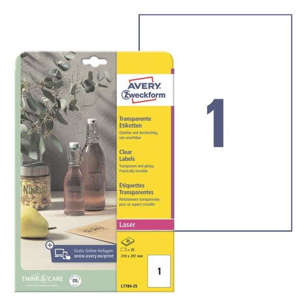 Kristalheldere etiketten 210x297 mm »L7784-25« 25 stuks