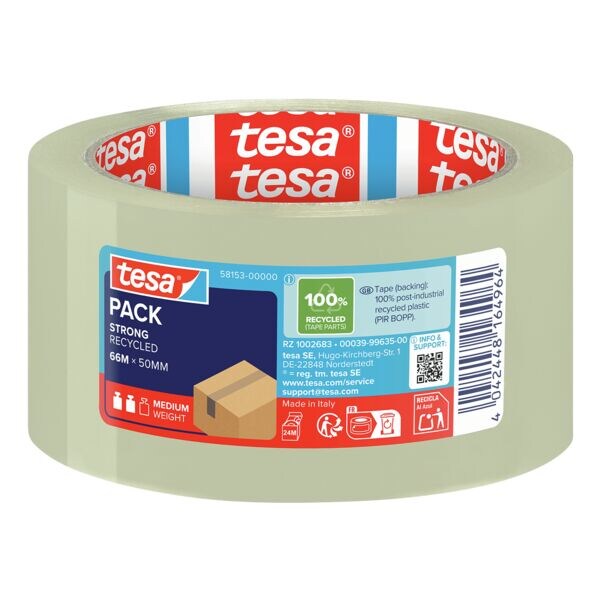 Eco tip: verpakkingstape »tesa eco & strong« 50 mm x 66 m geruisloos afrolbaar