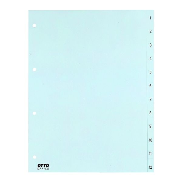 Kunststof tabbladen 1-12 A4 wit
