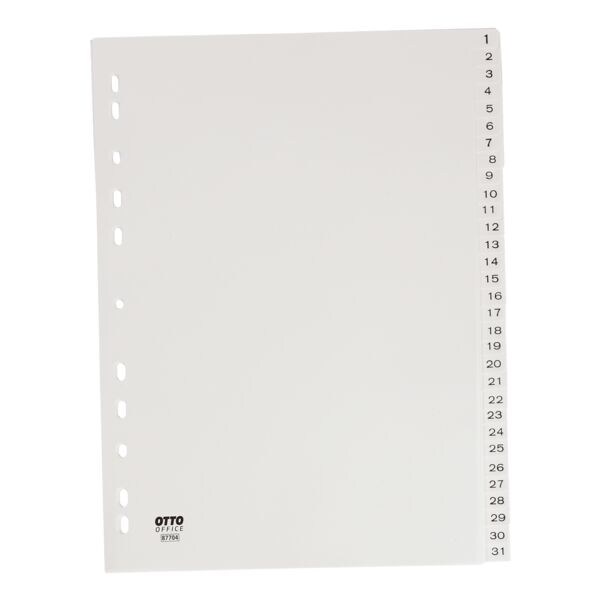 Kunststof tabbladen 1-31 A4 wit