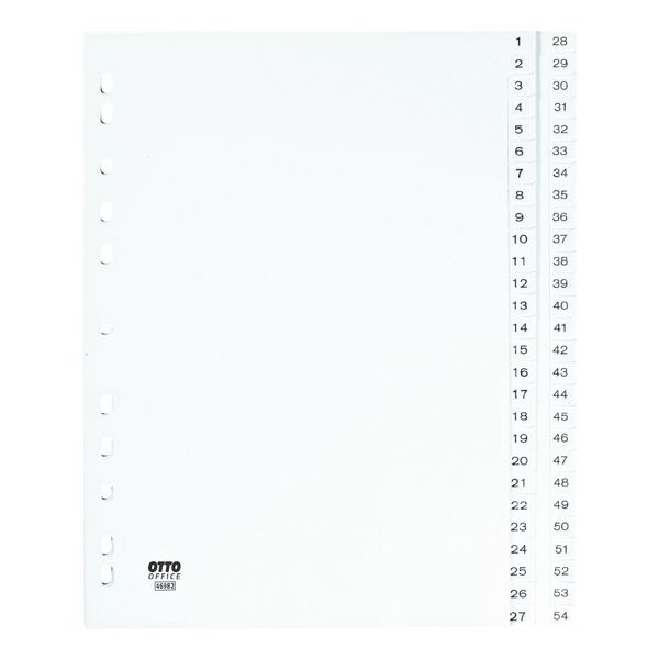 Kunststof tabbladen 1-54 A4 wit