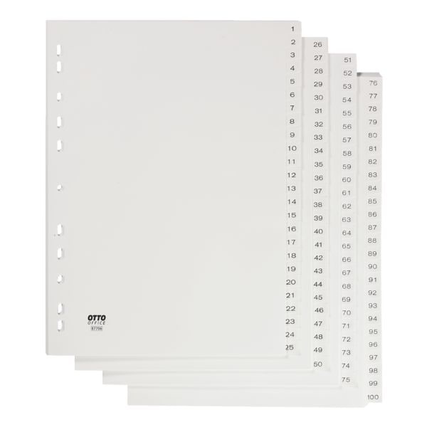 Kunststof tabbladen 1-100 A4 wit