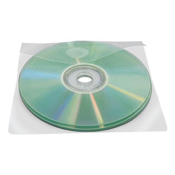 100 zelfklevende cd-/dvd-/blu-ray-hoesjes met klep 127x127 mm