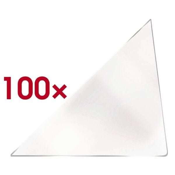100 zelfklevende driehoekige hoesjes 75x75 mm