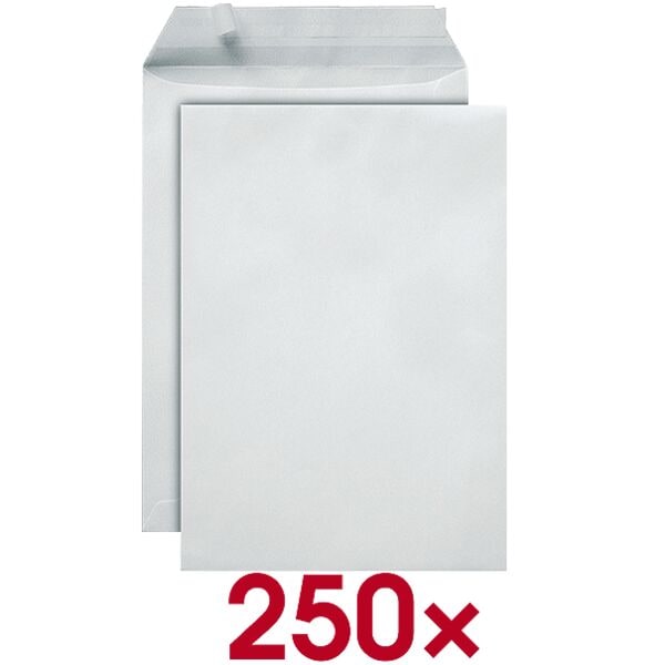 250 verstevigde enveloppen C4 zonder venster met zelfklevende flap met bescherms
