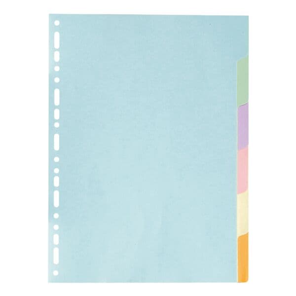 Kartonnen tabbladen »Forever« 6-delig blanco A4 pastelkleurig