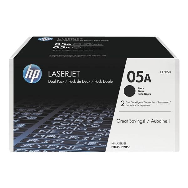 Dubbelpak printcassettes »HP CE505D« 05A