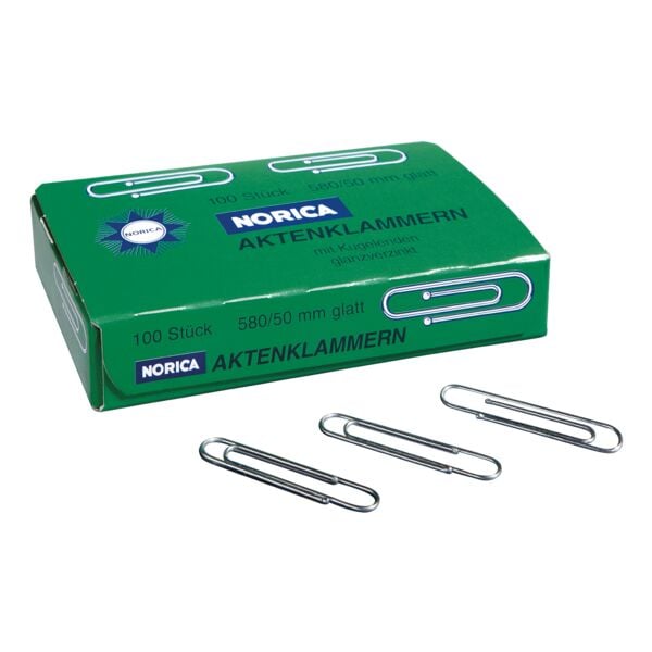 Paperclips 50mm glad, zilverkleur, 100 stuks