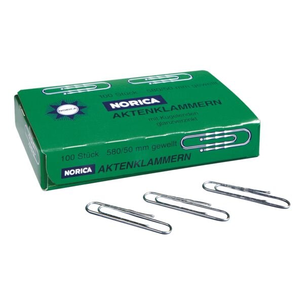 Paperclips 50mm gegolfd, zilverkleur, 100 stuks