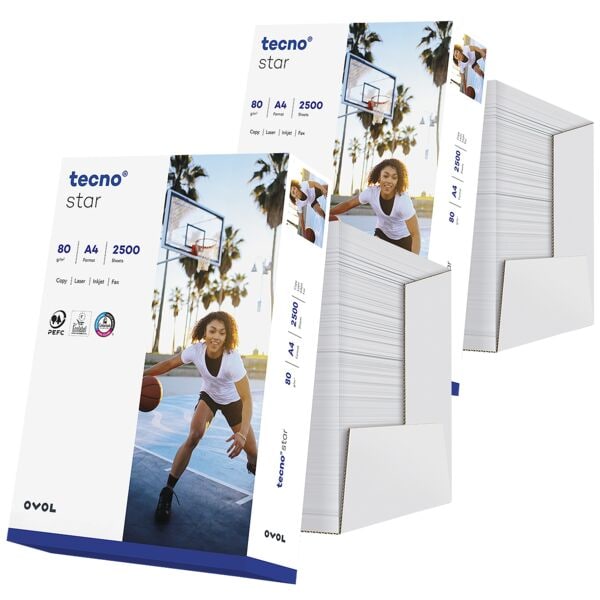 2 maxi-boxen à 2500 bladen kopieerpapier »Star«