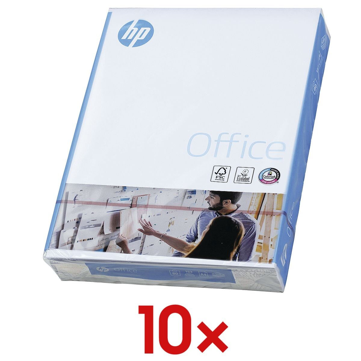 10x Papier multifonction A4 HP Office - 5000 feuilles au total, 80g/m²