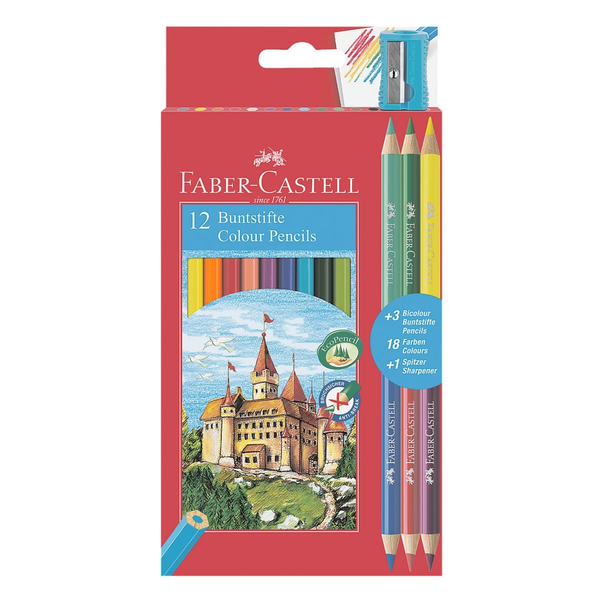 FaberCastell Paquet de 12 crayons de couleur « Colour » avec 3 crayons