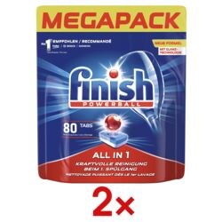 finish 2x 80 paquets de pastilles pour lave-vaisselle « All in 1 Regular Megapack »