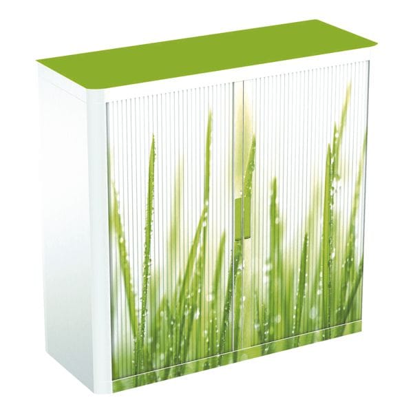 easyOffice Rollladenschrank Motiv grüne Grashalme grün, 110x104x41.5 cm