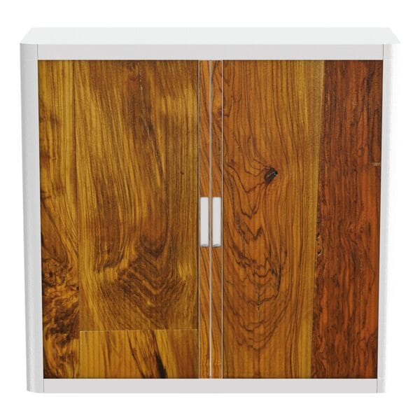 easyOffice Rollladenschrank Motiv Holzdekor silber, 110x104x41.5 cm